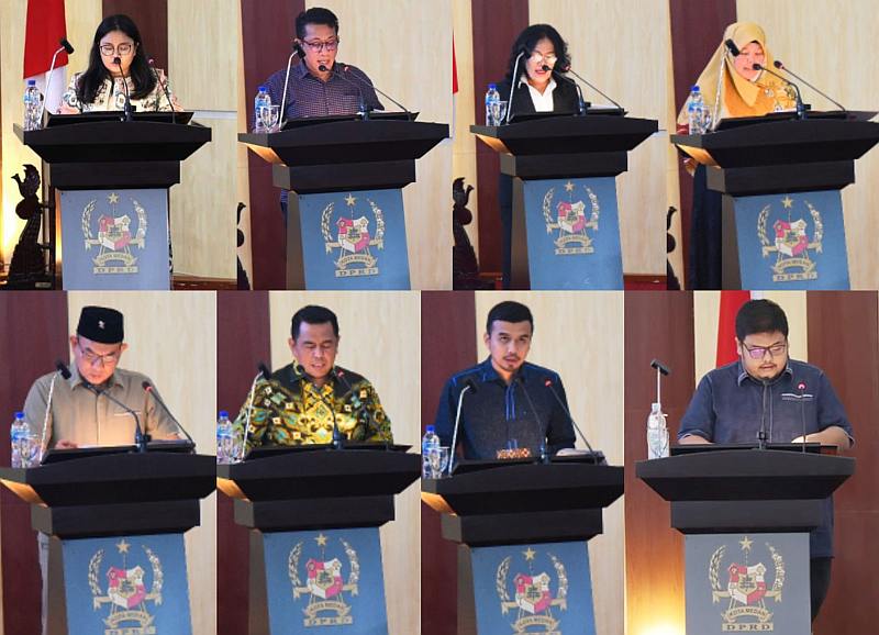 Penyampaian pendapat masing-masing Fraksi dalam Rapat Paripurna DPRD Kota Medan tentang Ranperda Inovasi Daerah, Selasa (22/8/2023).